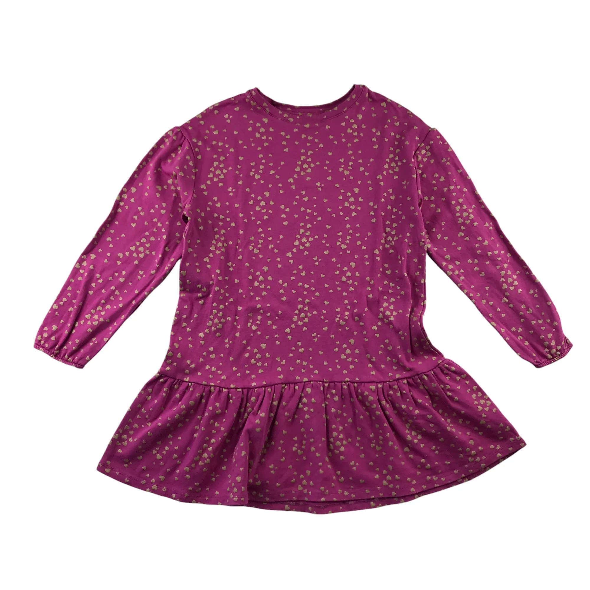 John Lewis dress 9-10 years pink drop waist jersey with love hearts