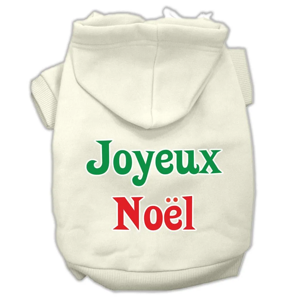 Joyeux Noel Screen Print Pet Hoodies Cream Size M (12)