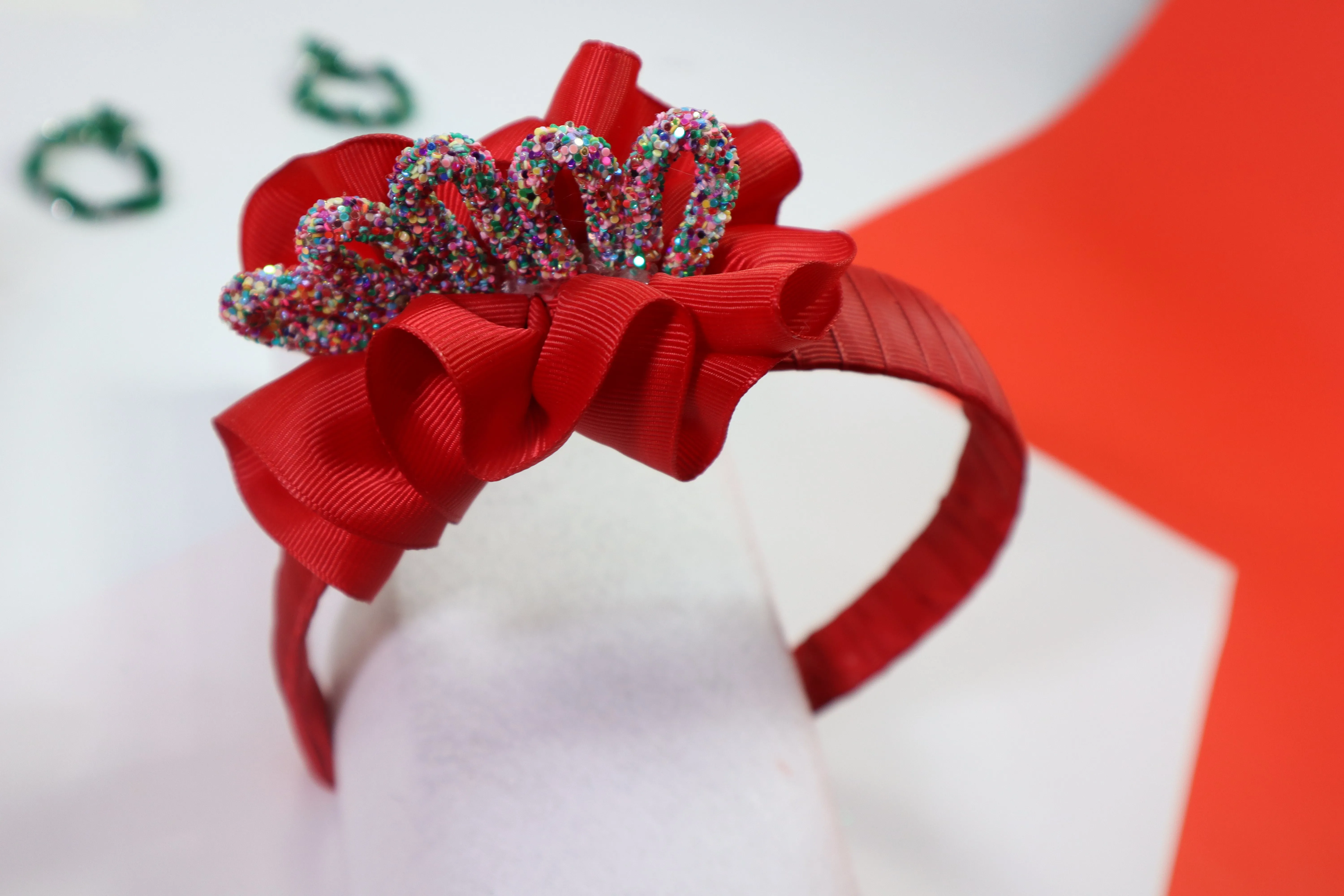 Kamule Christmas Theme Detailed Crown Hairband- Red