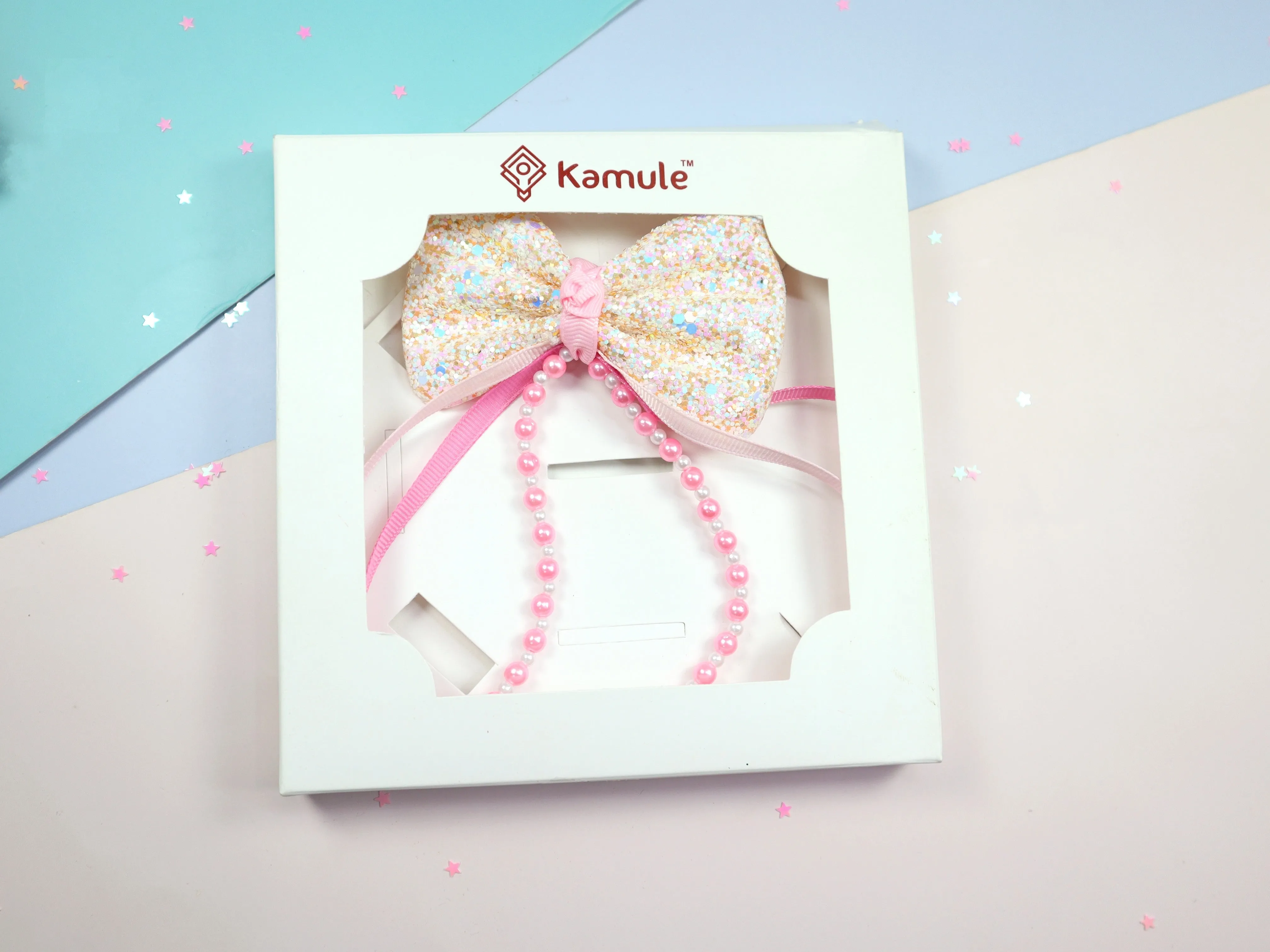 Kamule Luxurious Glittery Detailed Bow Pack of 1 - Pink