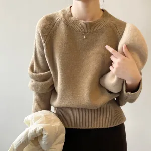 [Korean Style] 8 Color Versatile Soft Felt Round Neck Sweater