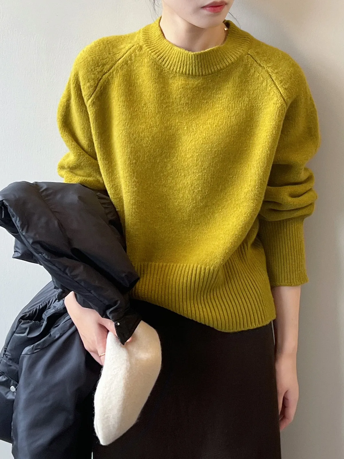 [Korean Style] 8 Color Versatile Soft Felt Round Neck Sweater