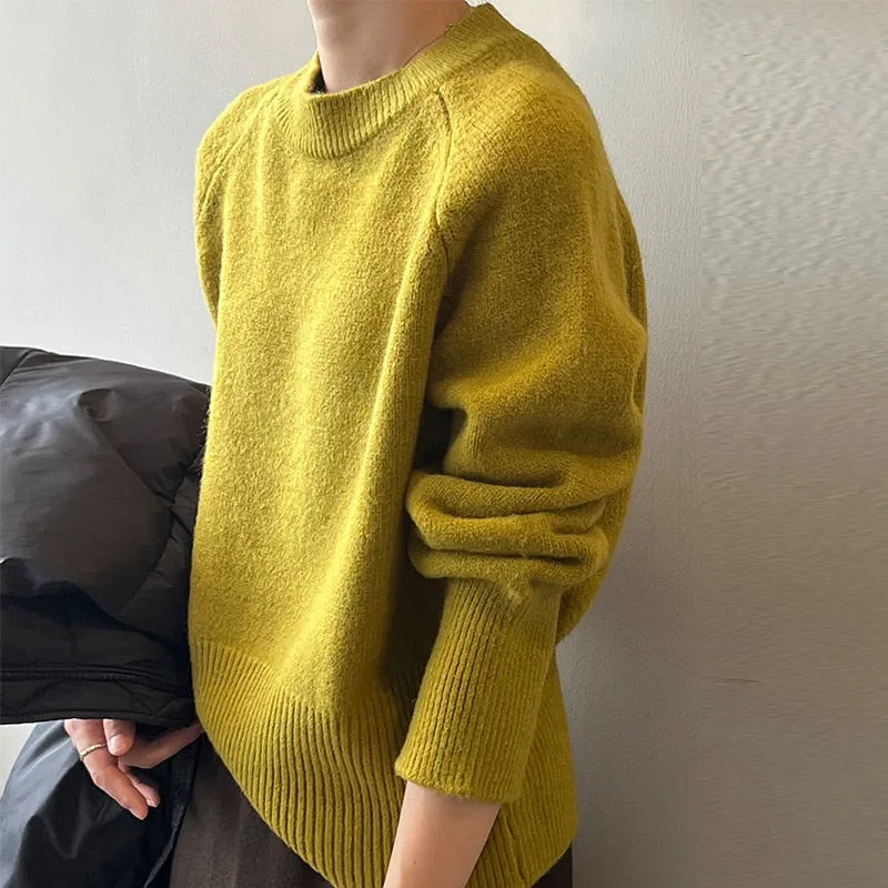 [Korean Style] 8 Color Versatile Soft Felt Round Neck Sweater