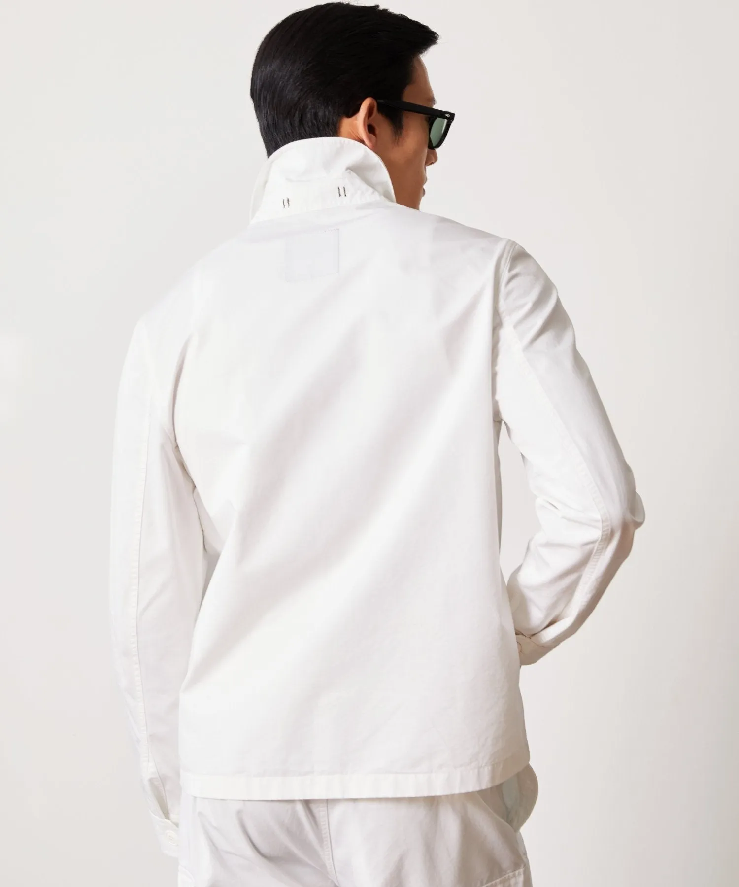 Lightweight Cotton Military Jacket in White