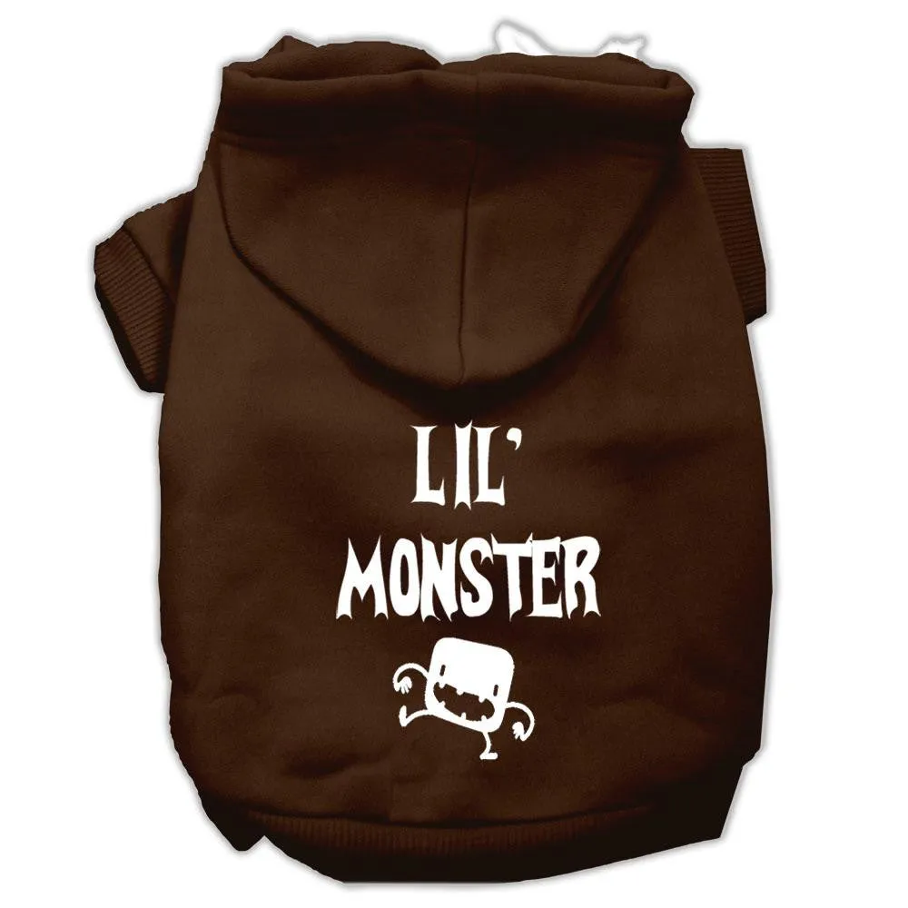 Lil Monster Screen Print Pet Hoodies Brown Size Med (12)