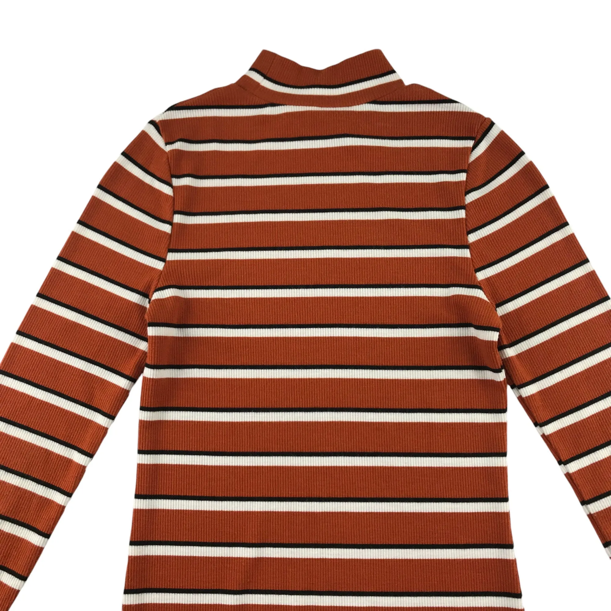 M&Co dress 10-11 years burnt orange stripy stretchy mock neck