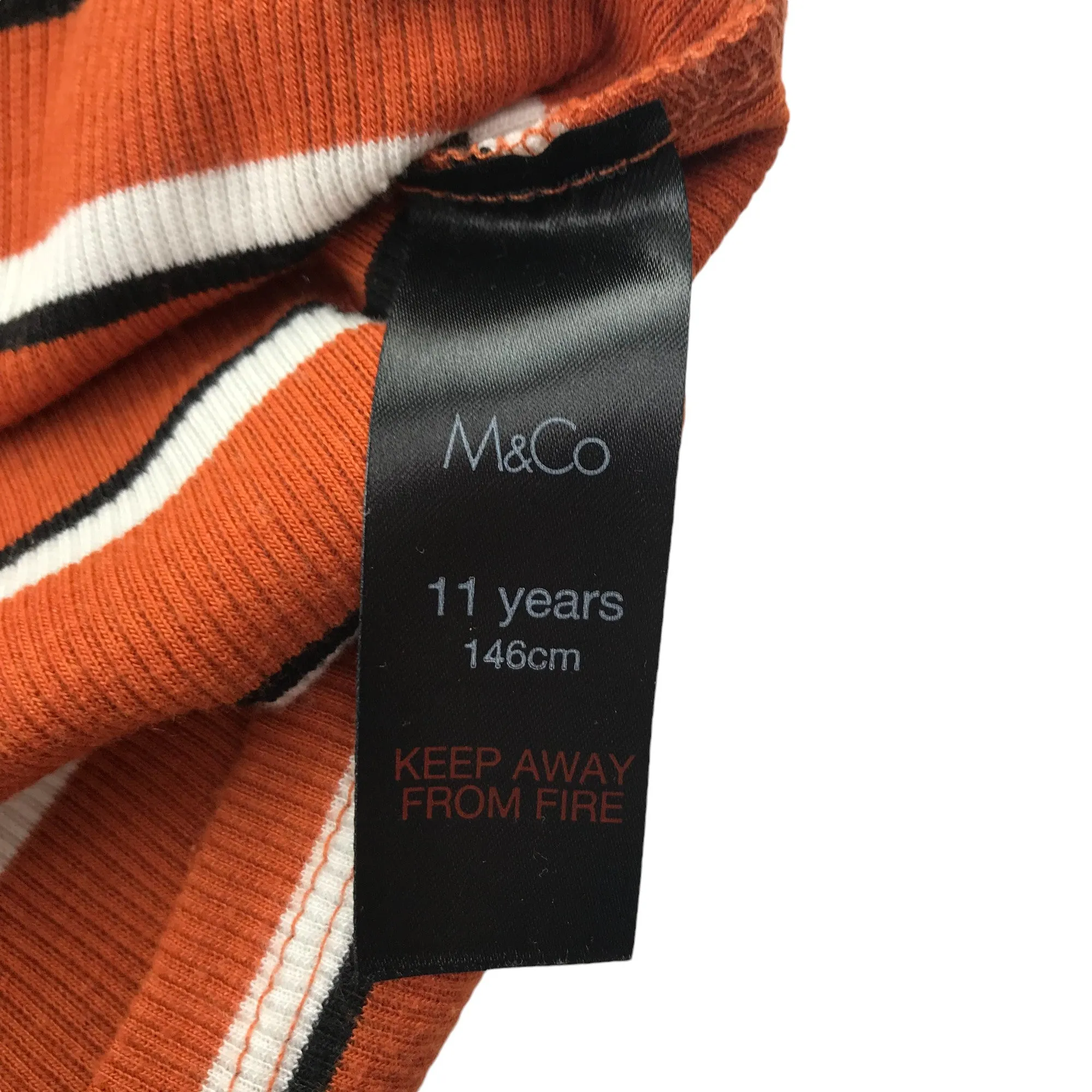 M&Co dress 10-11 years burnt orange stripy stretchy mock neck