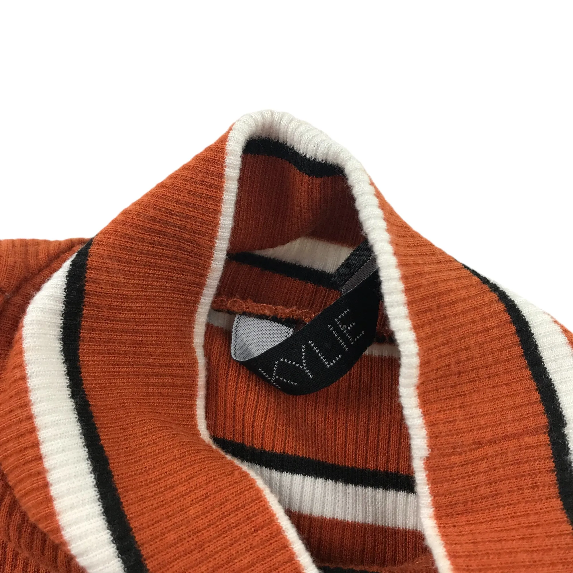 M&Co dress 10-11 years burnt orange stripy stretchy mock neck