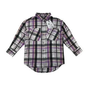 M&Co shirt 5-6 years purple check pattern long sleeve button up cotton