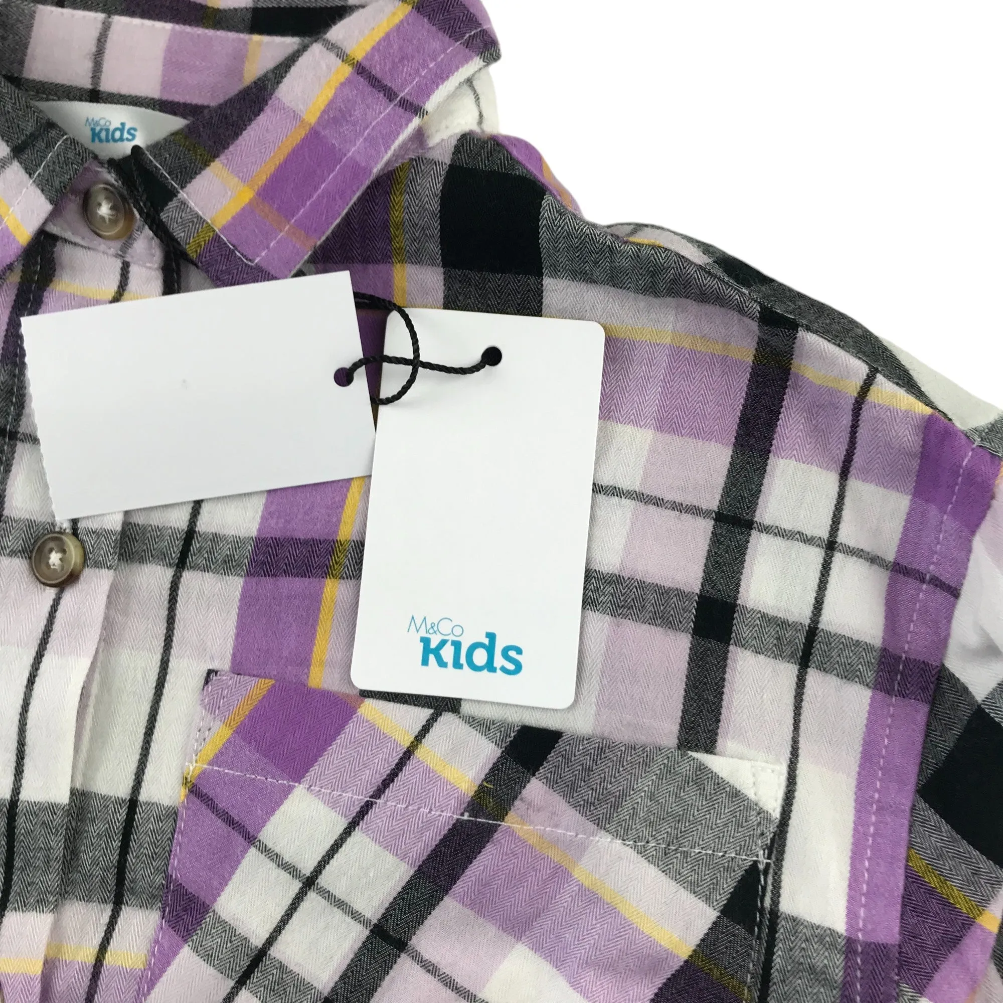 M&Co shirt 5-6 years purple check pattern long sleeve button up cotton