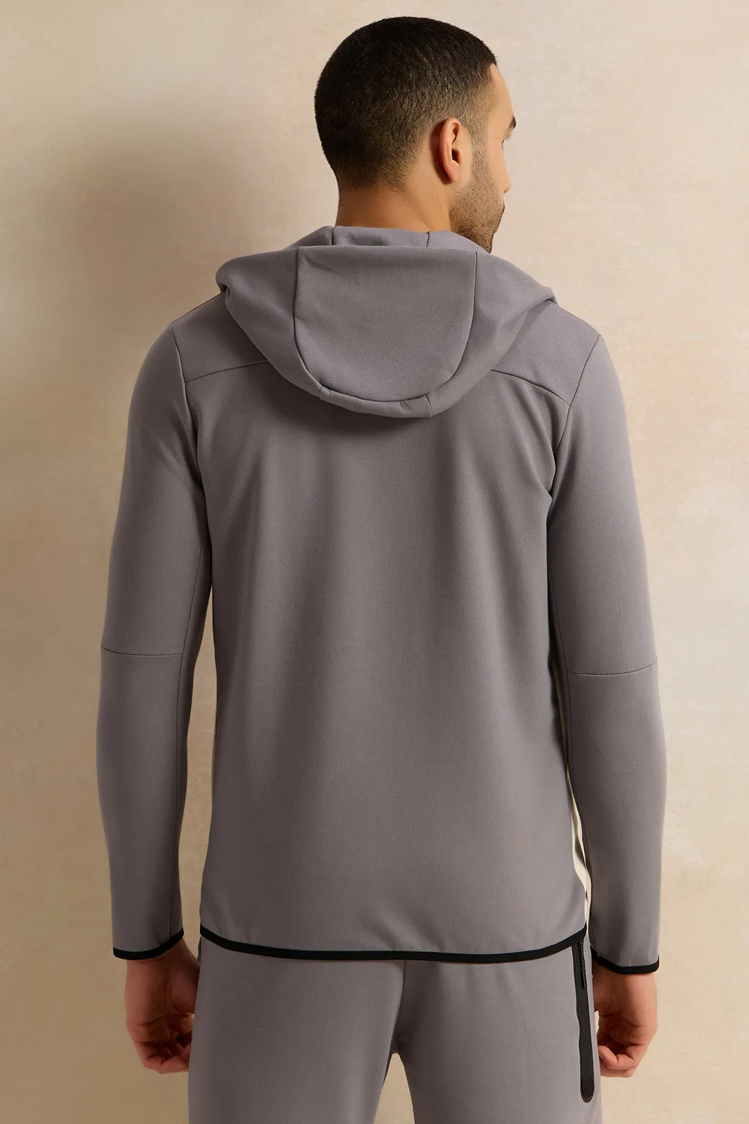 Men Grey Hooded Active Sweatshirt