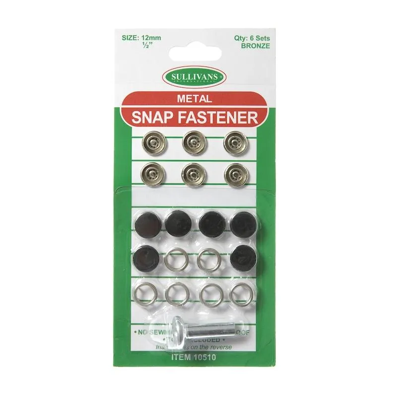 Metal Snap Fastener Size 12mm, Bronze- 6 Sets