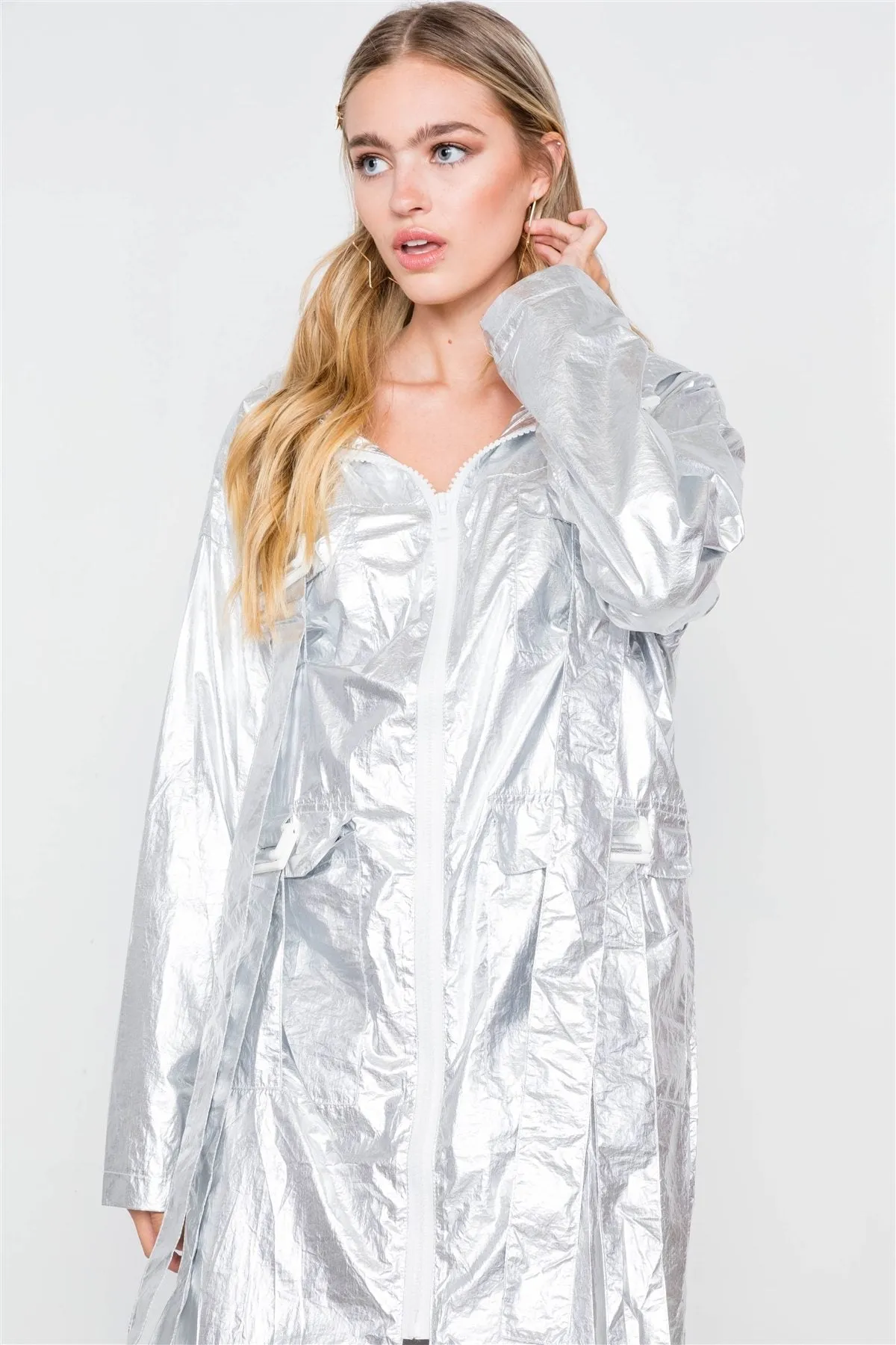 Metallic Lightweight Zip-up Jacket