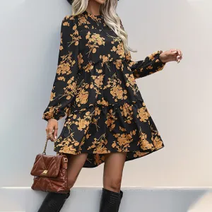 METAVERSMALL New  autumn new collection retro print dress temperament elegant commuter versatile women's skirt