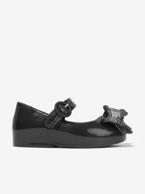 Mini Melissa Girls Mini Sweet Love Bow Jelly Ballerinas in Black