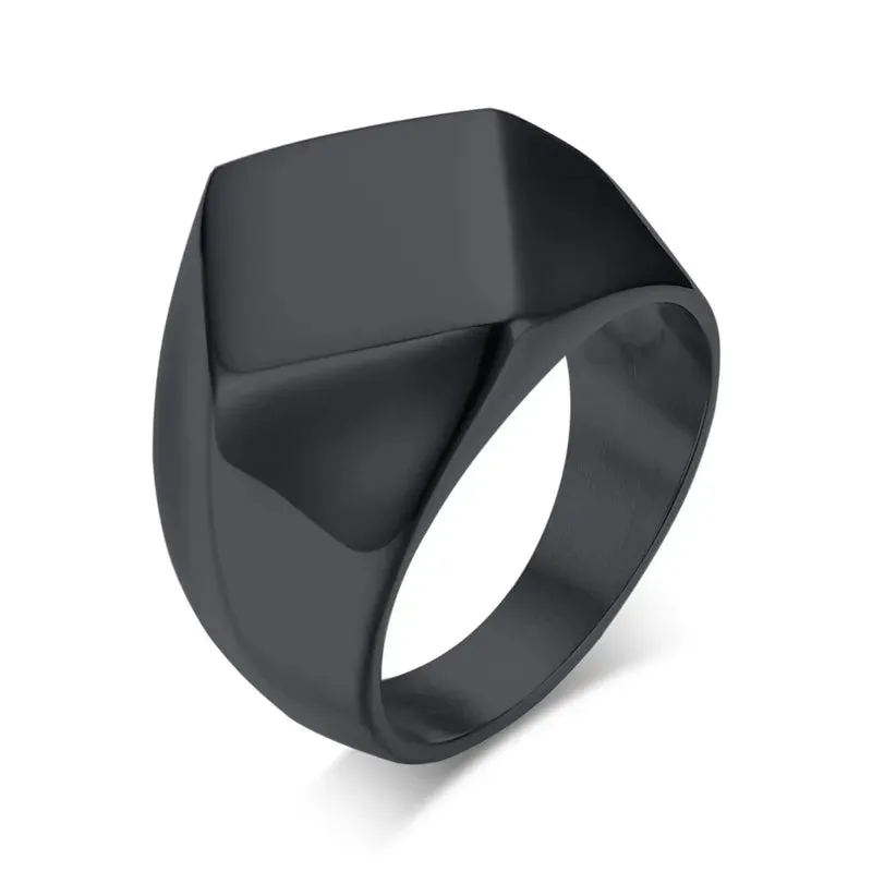 MINIMALIST TALISMAN GEOMETRIC ARROW SQUARE MEN RING STAINLESS STEEL RINGS