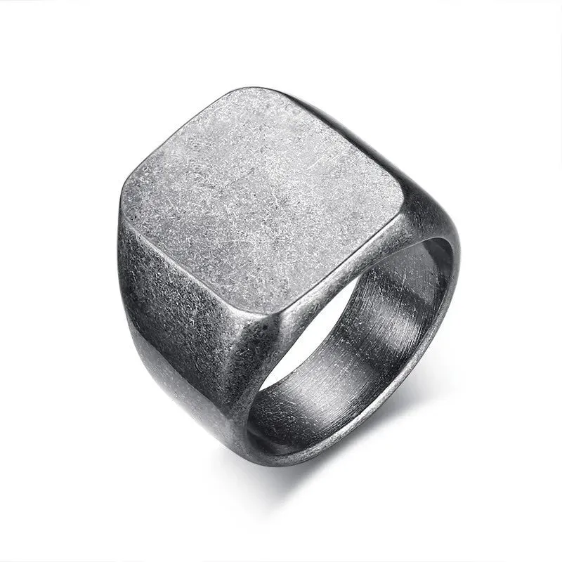 MINIMALIST TALISMAN GEOMETRIC ARROW SQUARE MEN RING STAINLESS STEEL RINGS