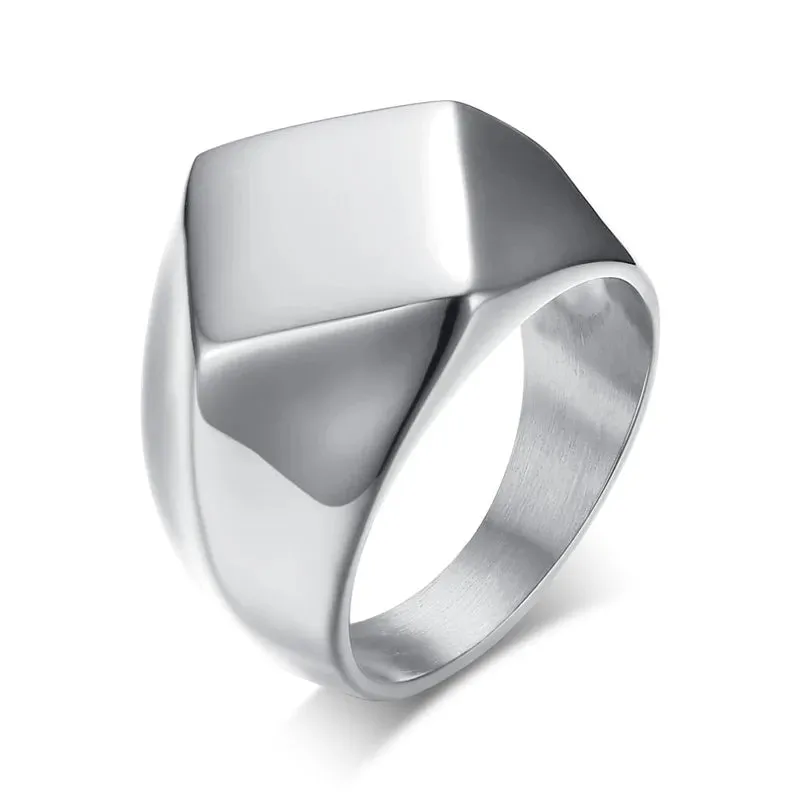 MINIMALIST TALISMAN GEOMETRIC ARROW SQUARE MEN RING STAINLESS STEEL RINGS