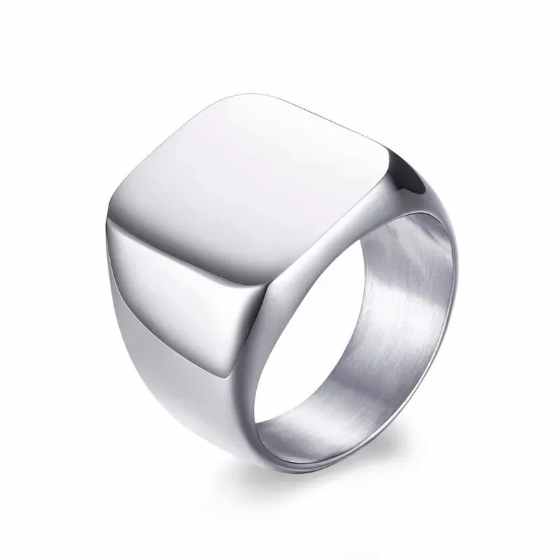 MINIMALIST TALISMAN GEOMETRIC ARROW SQUARE MEN RING STAINLESS STEEL RINGS