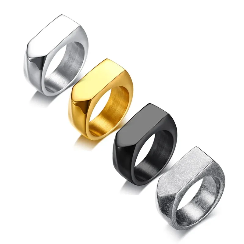 MINIMALIST TALISMAN GEOMETRIC ARROW SQUARE MEN RING STAINLESS STEEL RINGS