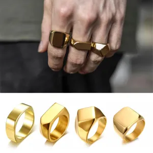 MINIMALIST TALISMAN GEOMETRIC ARROW SQUARE MEN RING STAINLESS STEEL RINGS