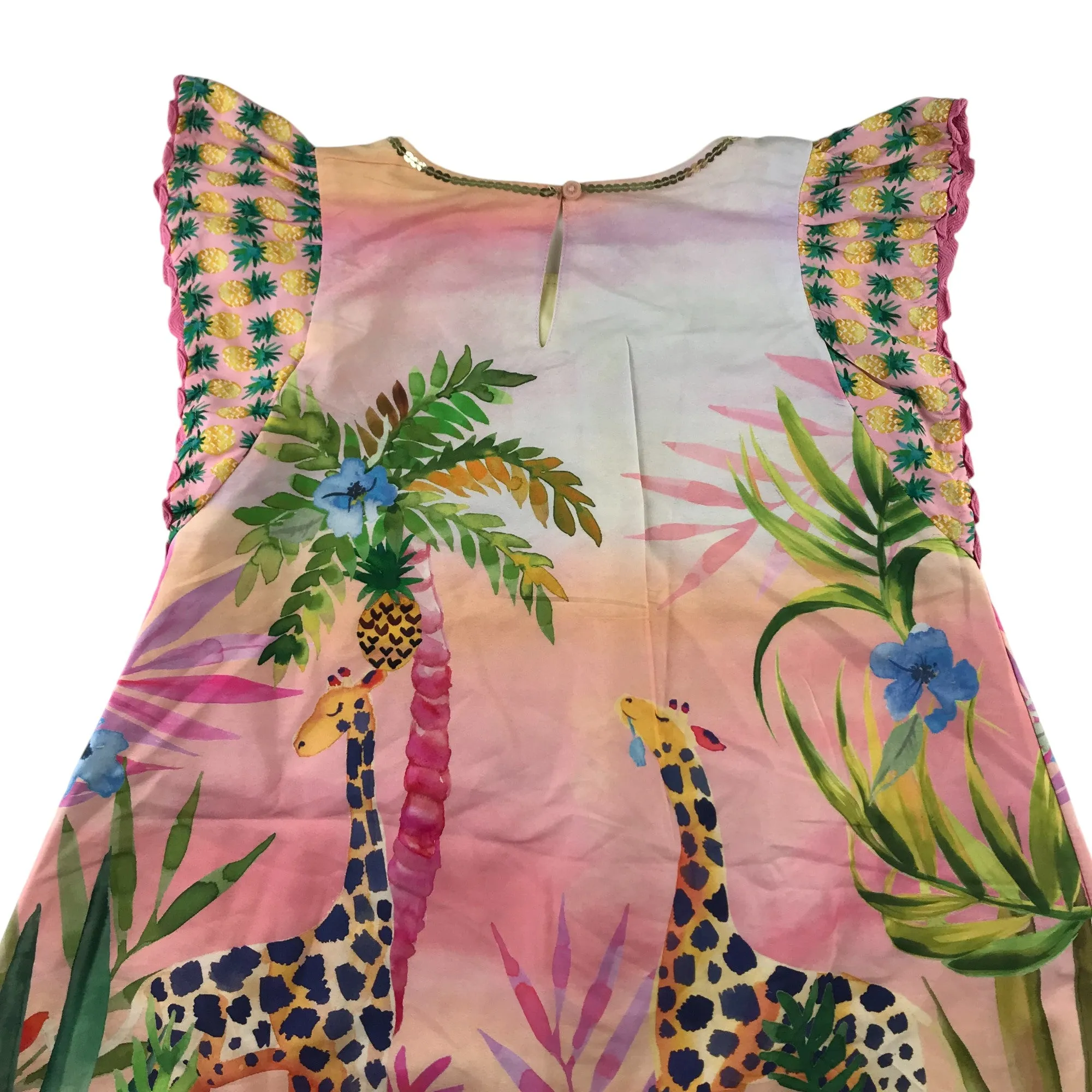 Monsoon dress 8-9 years pink sequin giraffe sleeveless