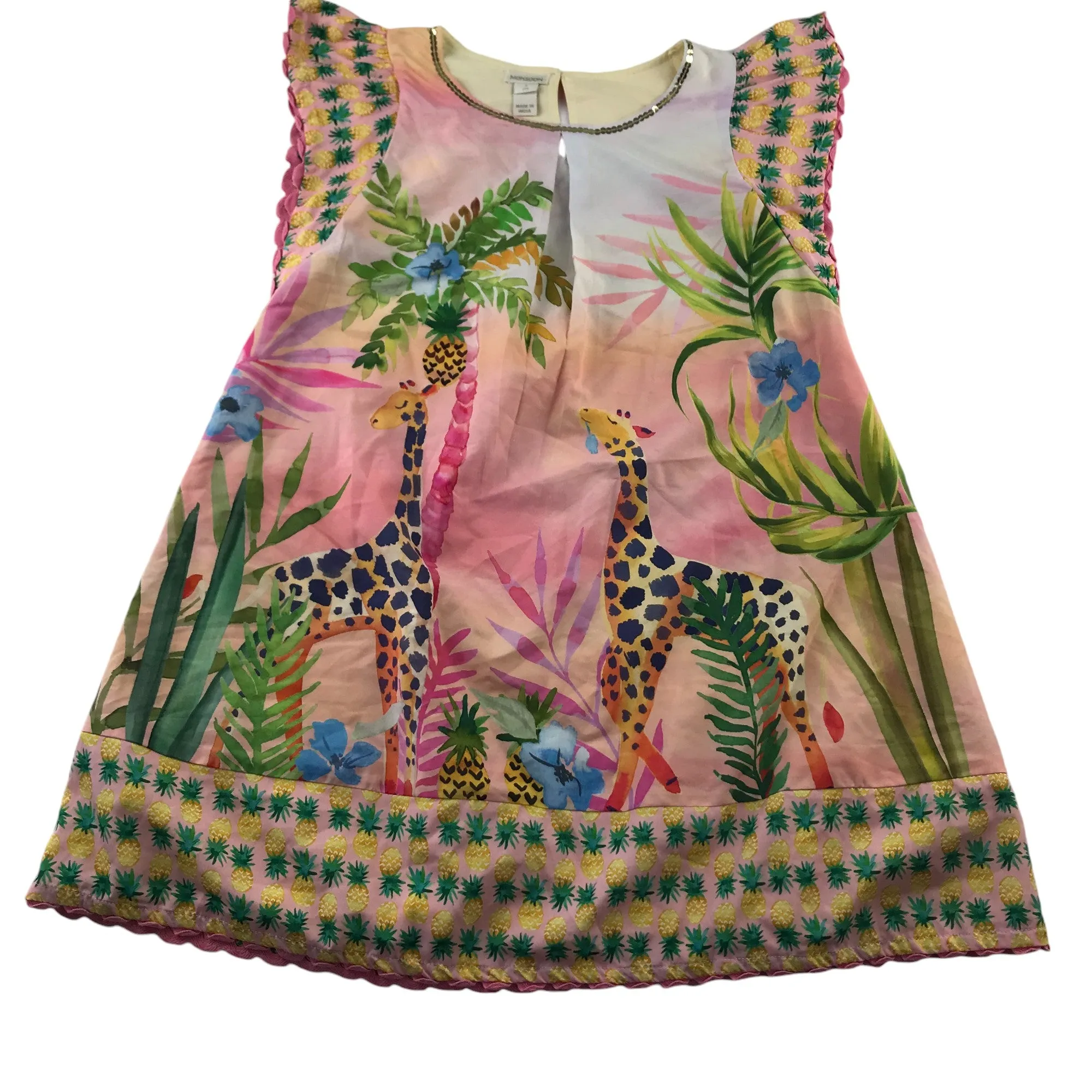 Monsoon dress 8-9 years pink sequin giraffe sleeveless