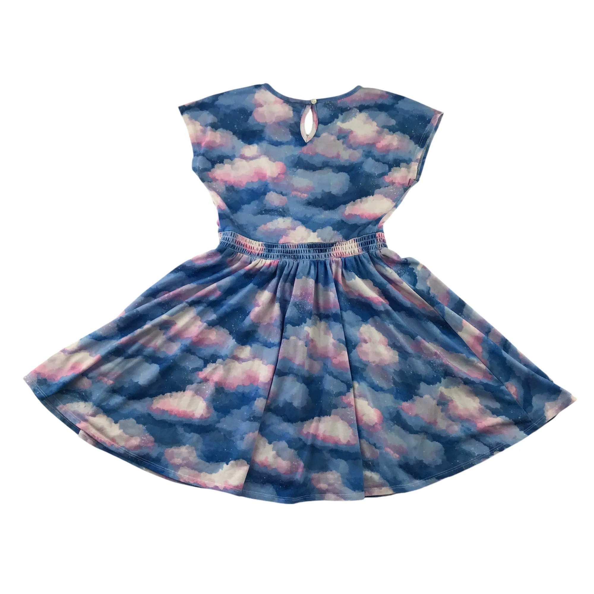 Monsoon dress 9-10 years blue and pink cloud pattern sequin star