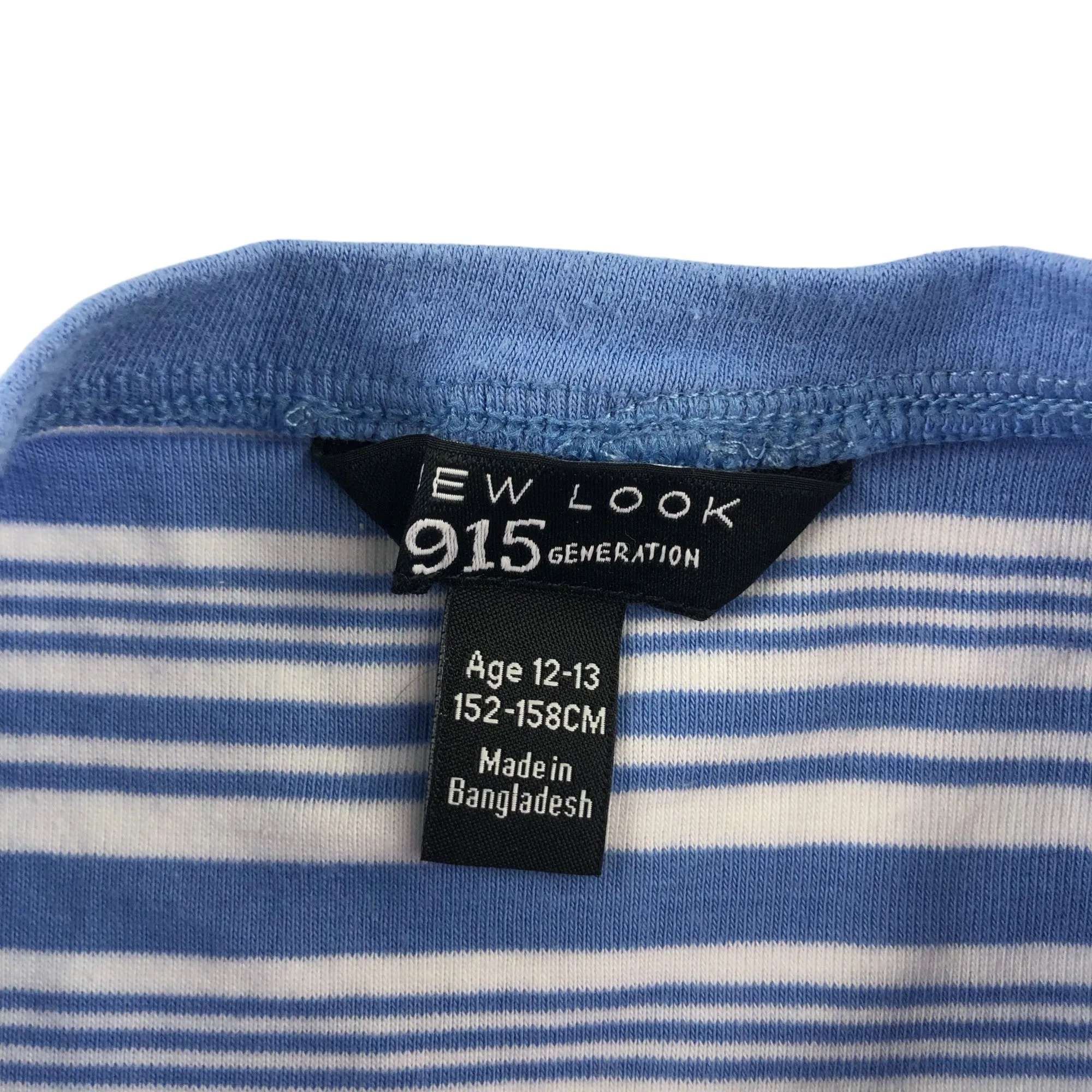 New Look t-shirt 12-13 years blue stripy crop top short sleeve