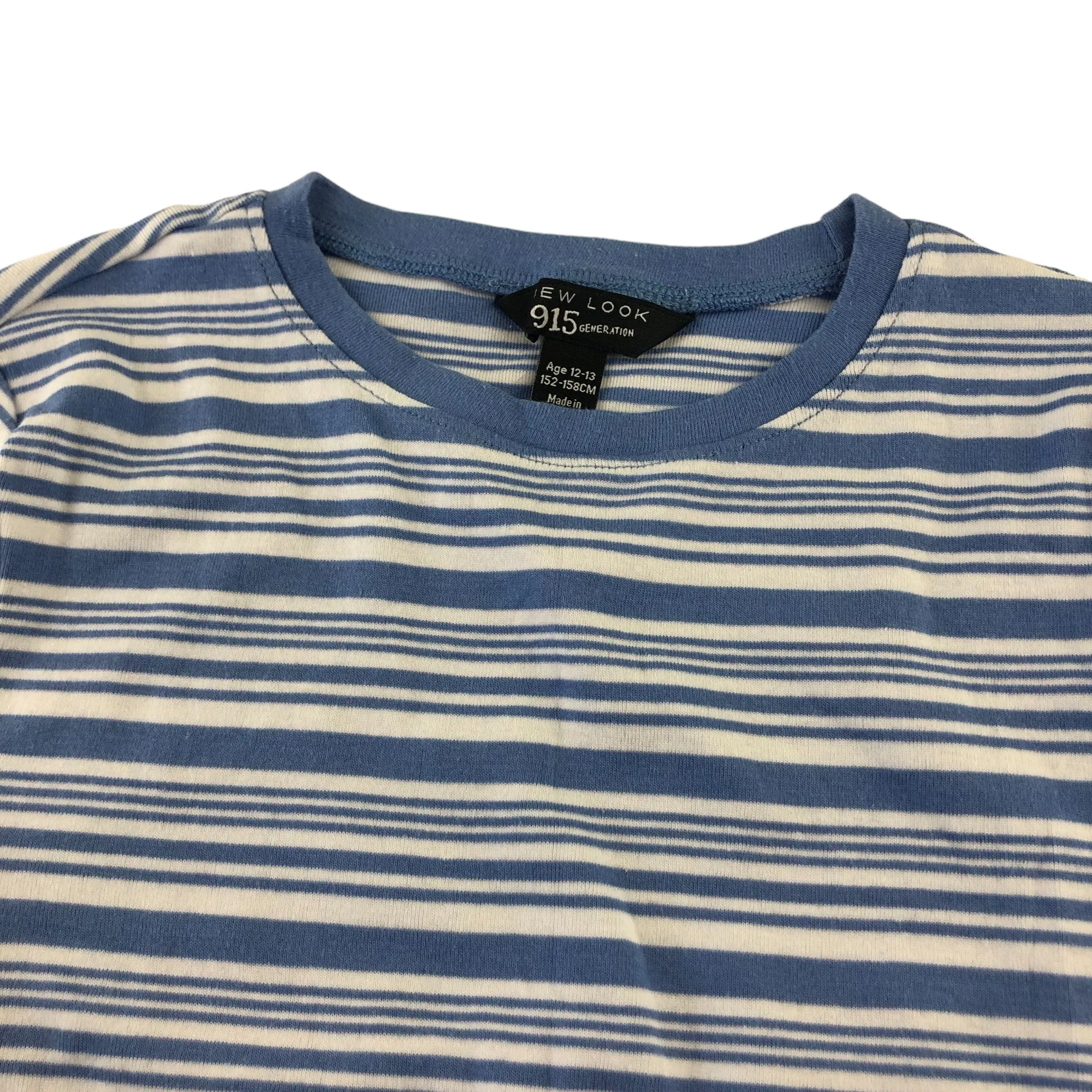 New Look t-shirt 12-13 years blue stripy crop top short sleeve