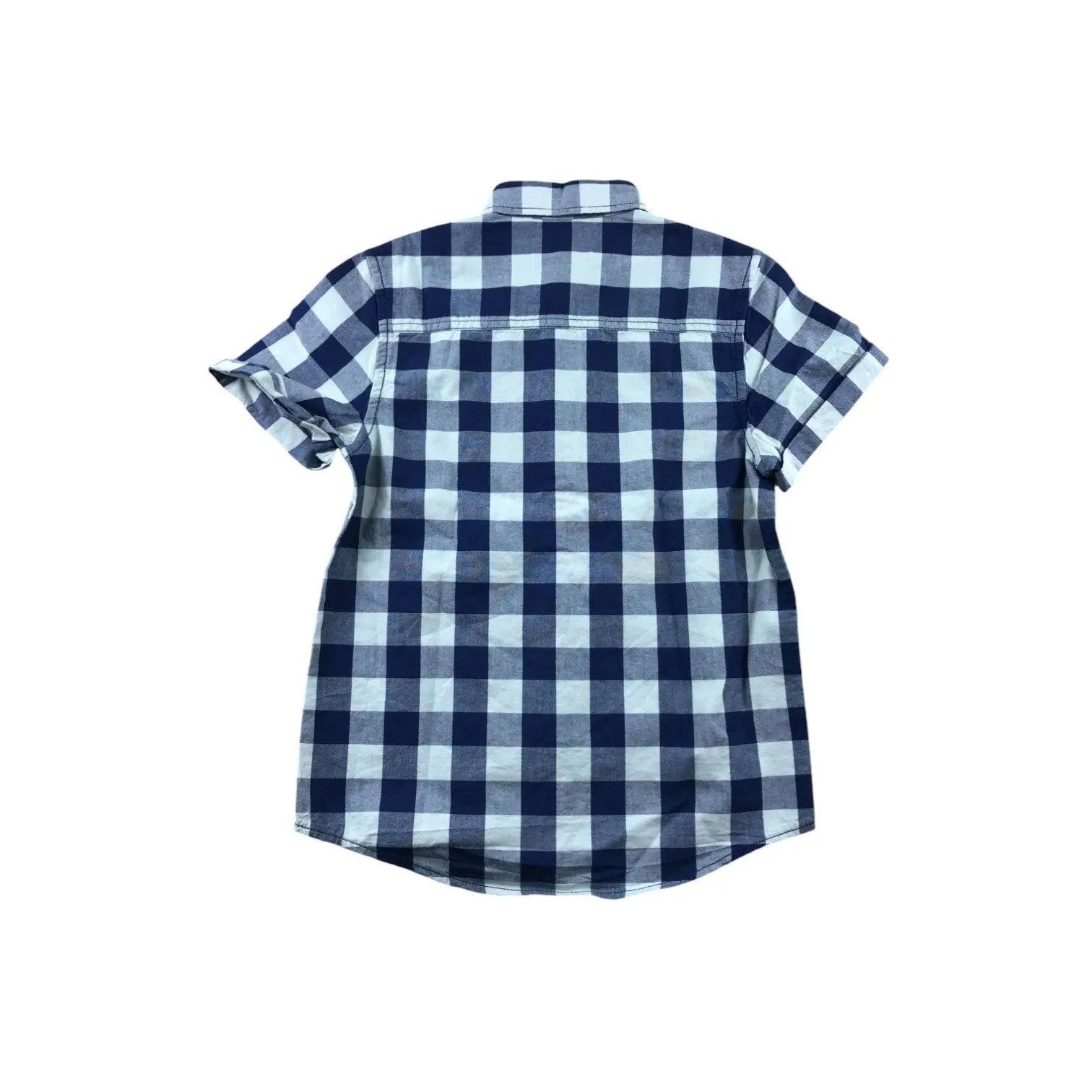 Next shirt 7-8 years navy and light blue checked short sleeve cotton