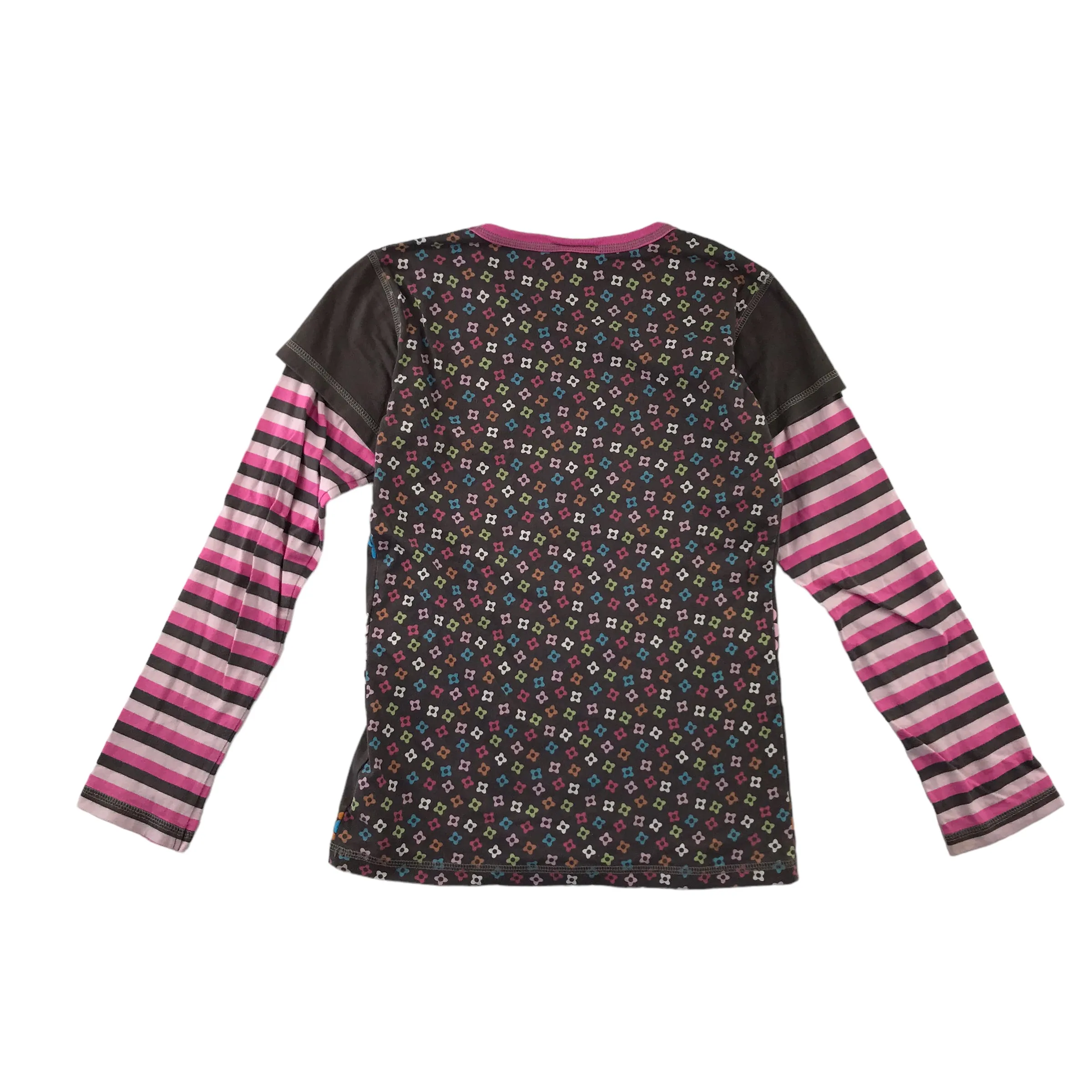 Next t-shirt 11-12 years brown floral and stripy y2k style cotton