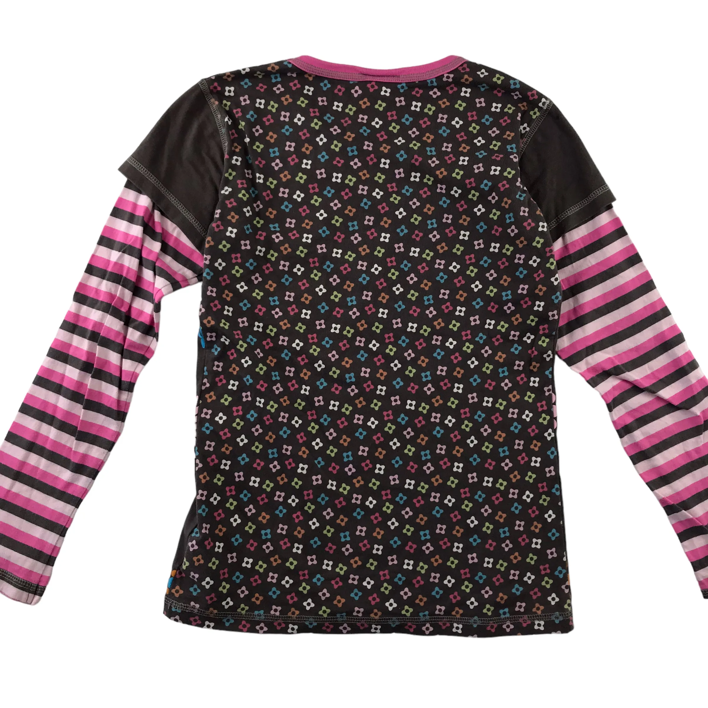 Next t-shirt 11-12 years brown floral and stripy y2k style cotton