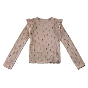 Next t-shirt 6-7 years light pink long sleeve ballerina print frilled shoulders