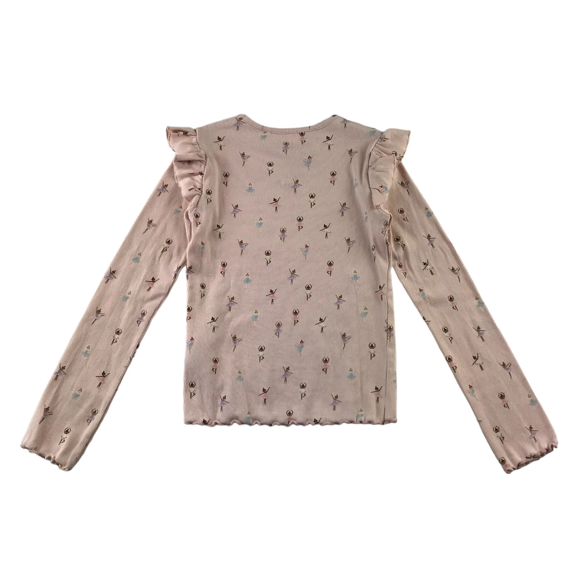 Next t-shirt 6-7 years light pink long sleeve ballerina print frilled shoulders