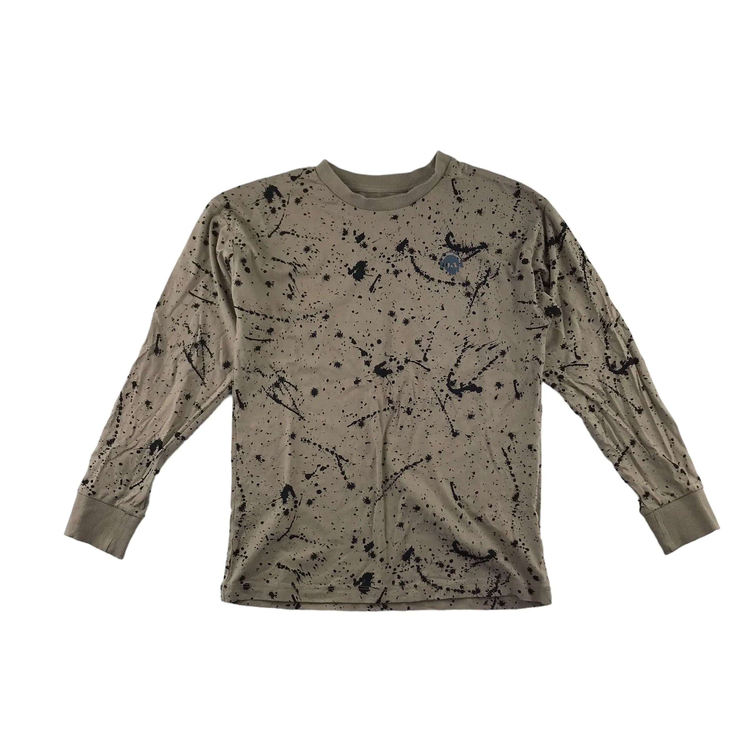 Next t-shirt 9-10 years beige with black plash pattern long sleeve cotton