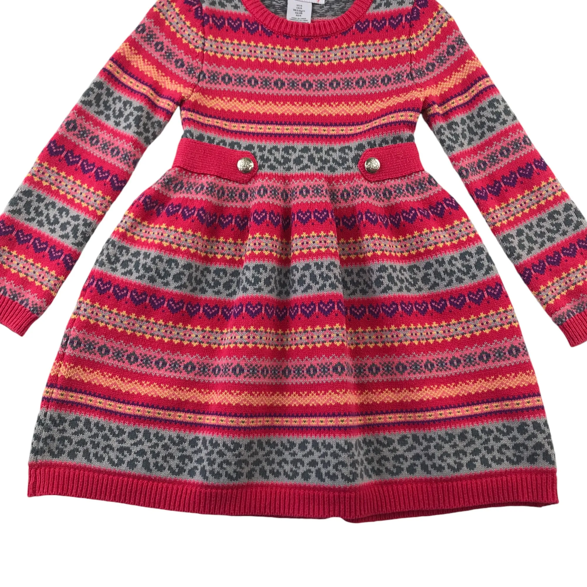 Nula Bug dress 5-6 years pink knitted pattern long sleeve jumper