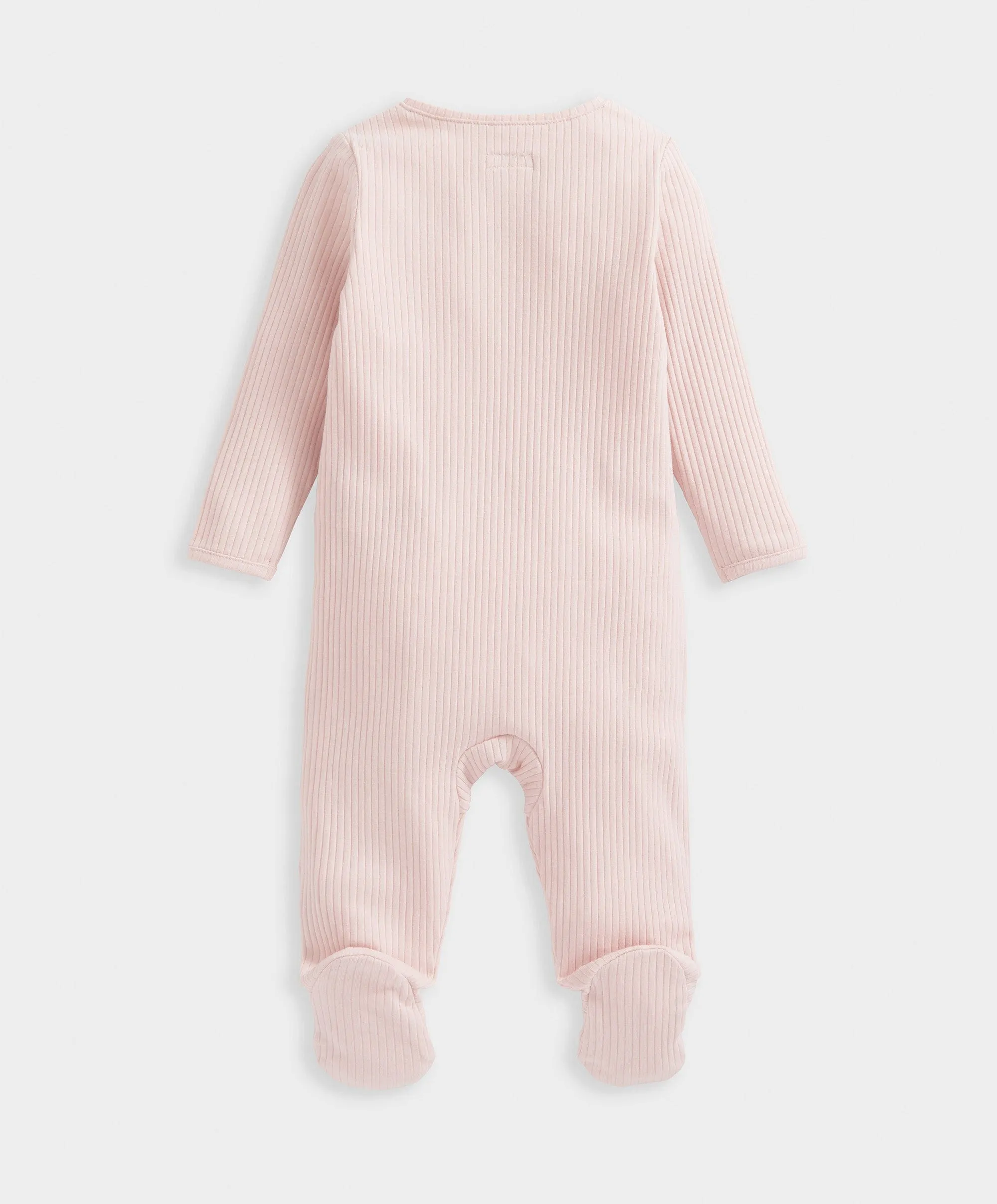 Pink Ribbed Zip Sleepsuit