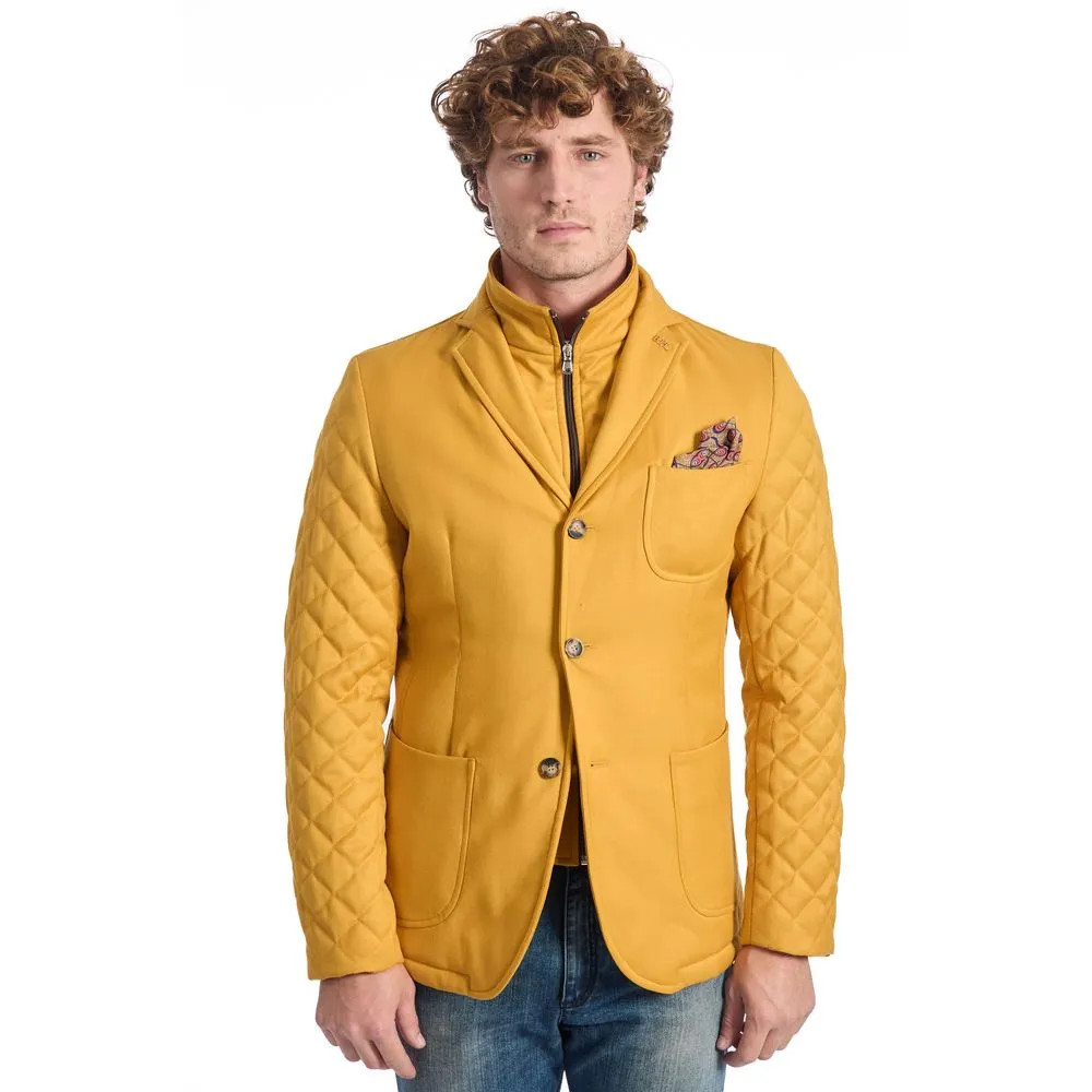 Roberto Pepe Luxury Yellow Viscose Men Jacket