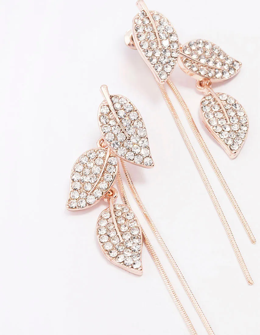 Rose Gold Leafy Trail Drop Earrings