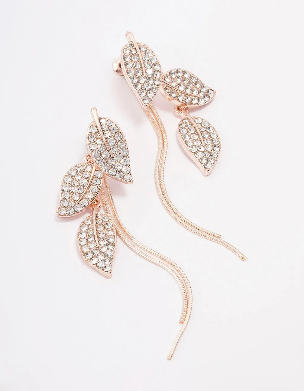 Rose Gold Leafy Trail Drop Earrings