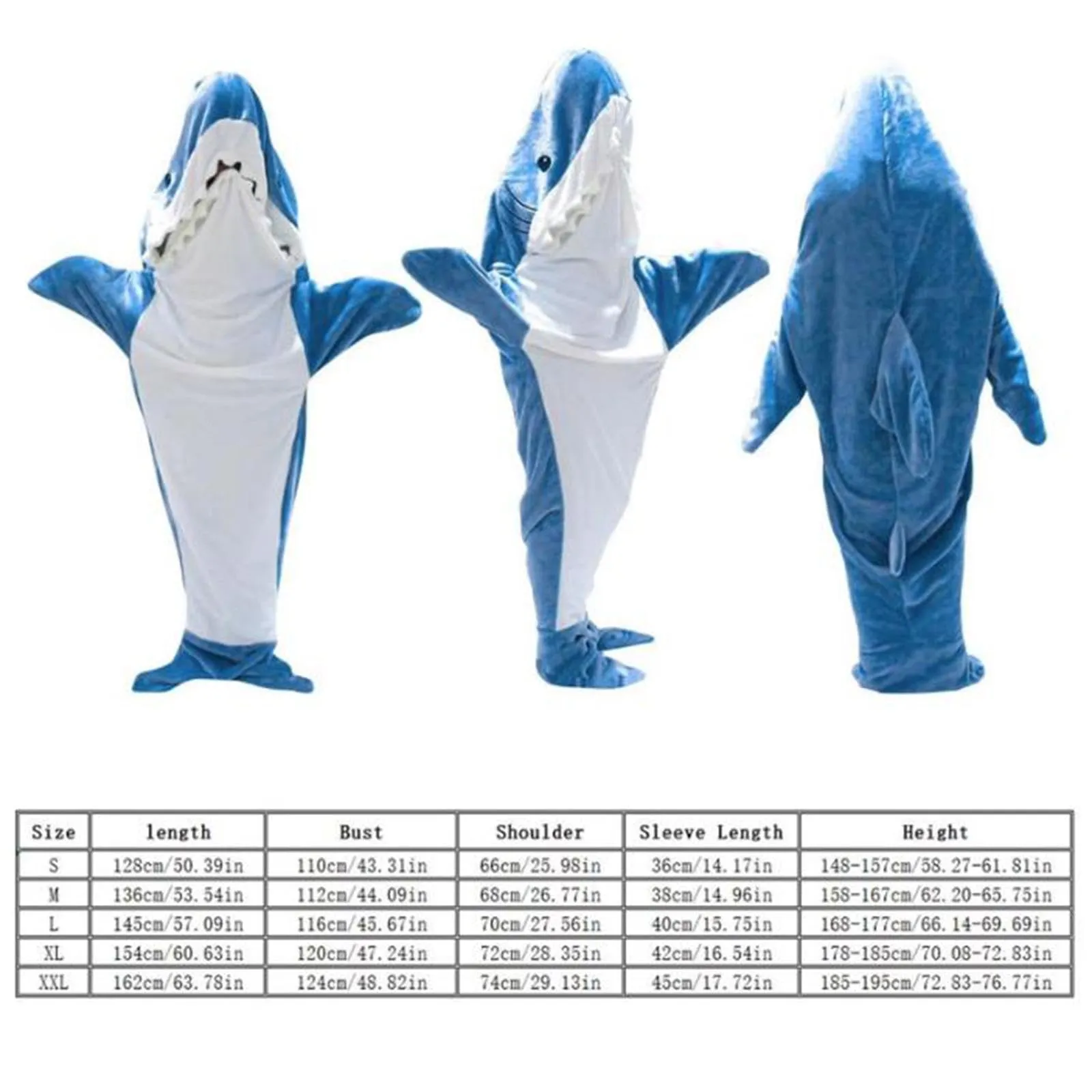 SAZ DEKOR Shark Blanket Parties Plush Funny Clothing Comfortable Cosplay Shark Costume M