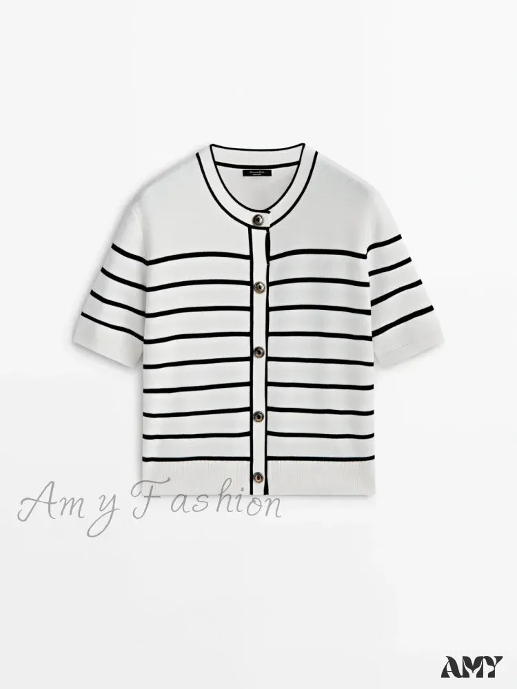 Scented Cotton Button Stripe Casual Soft Comfortable Lightweight Warm Chic Cardigan