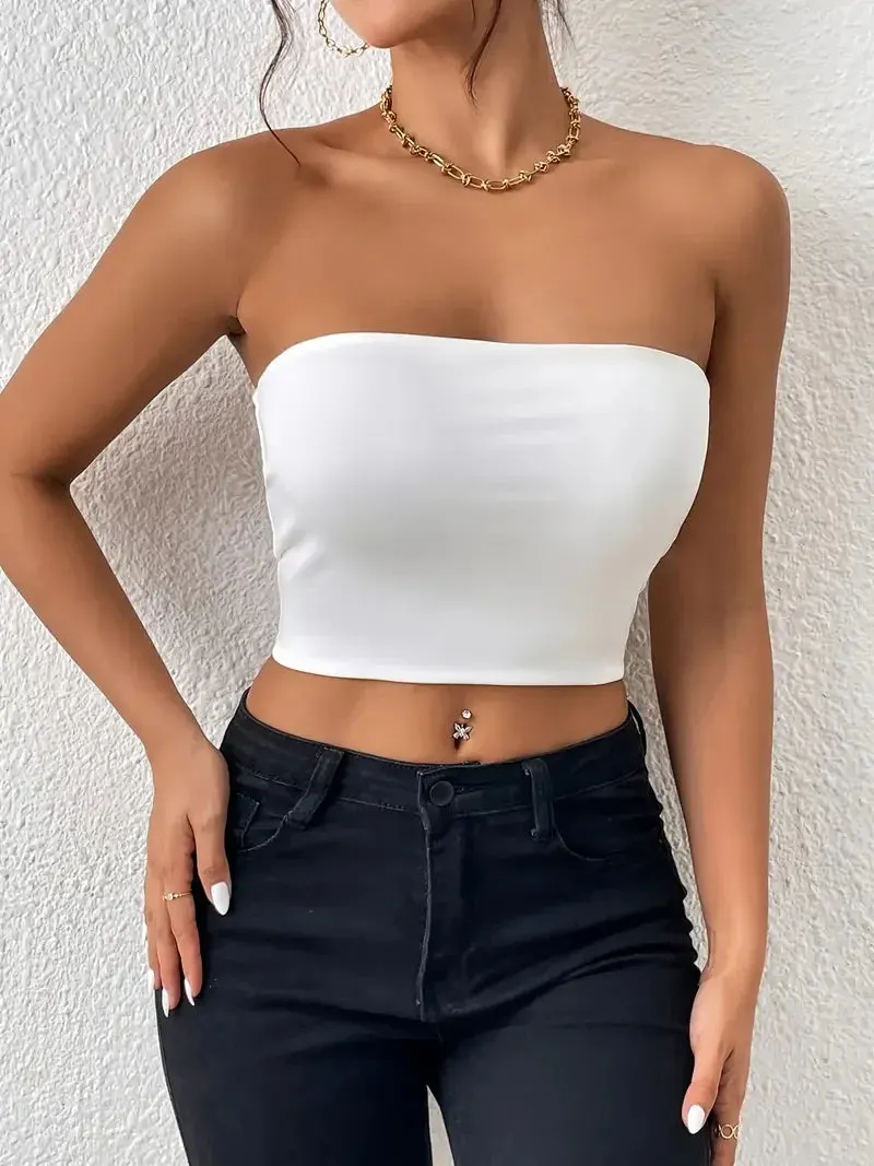 Sexy Bodycon Crop Tube Top Stretchy Every Day Crop Top