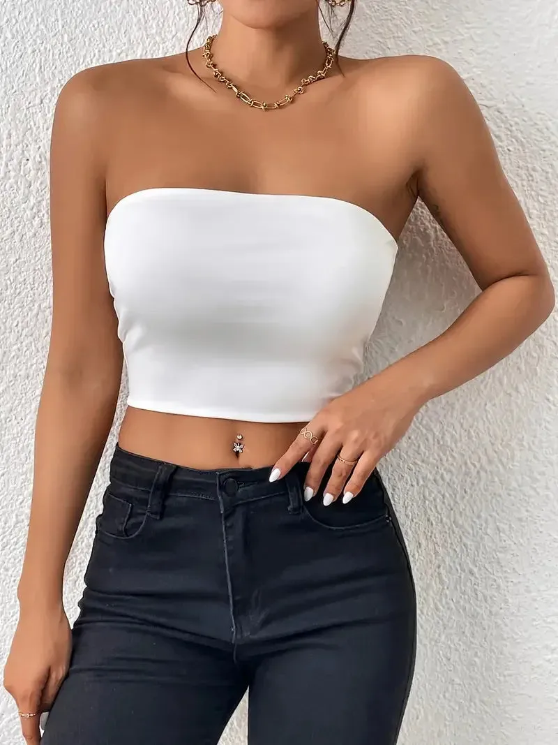 Sexy Bodycon Crop Tube Top Stretchy Every Day Crop Top