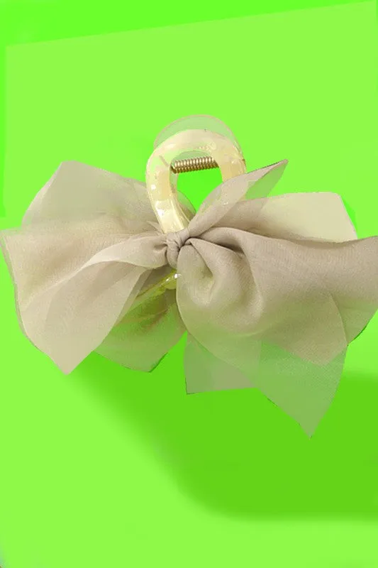 Silky Sheer Ribbon Clip Taupe