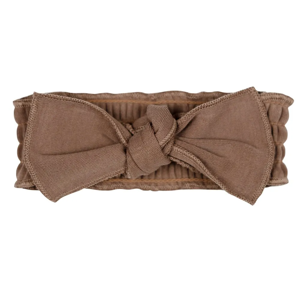 Smocked Tie Headband - Latte