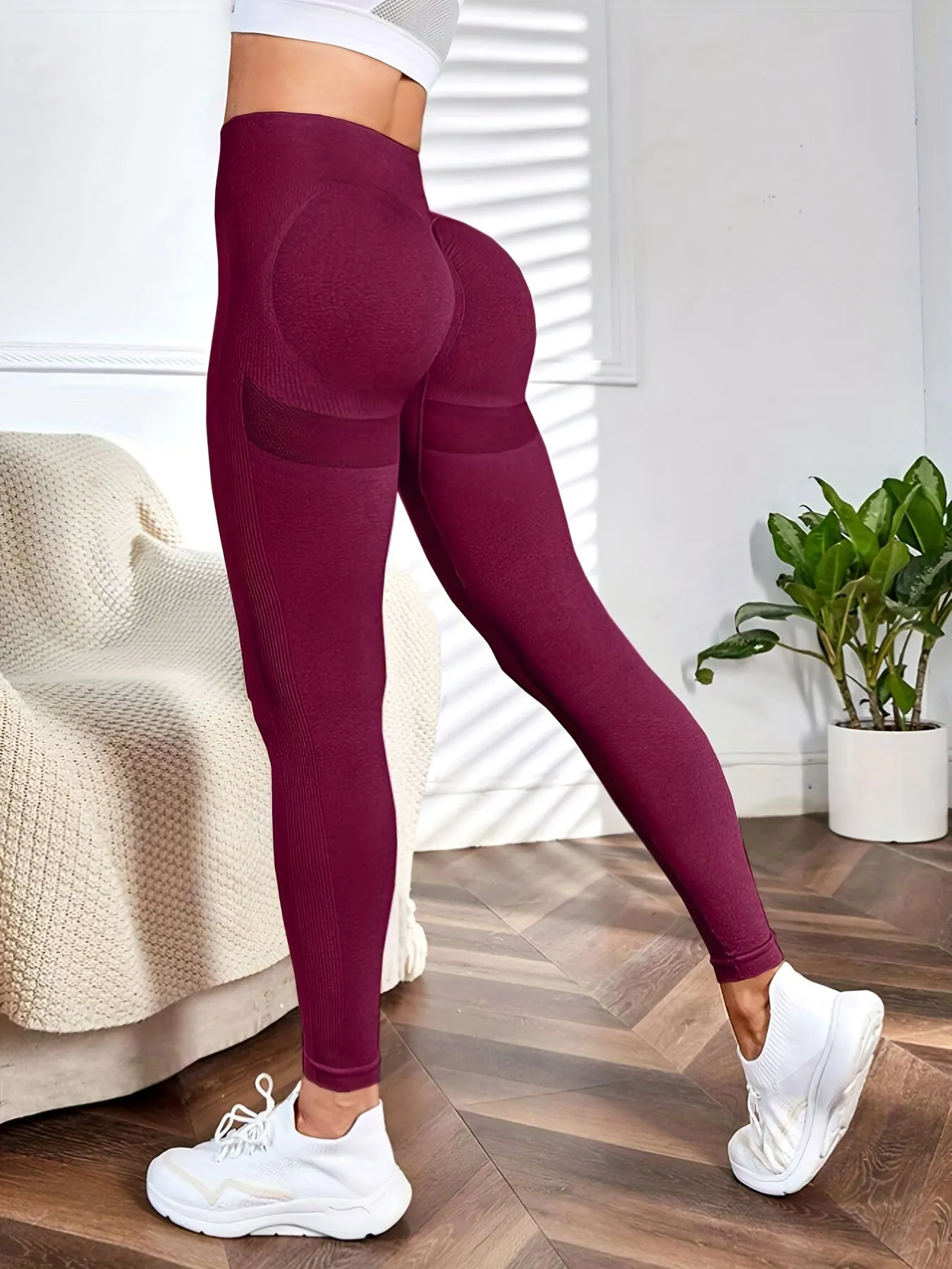 Solid Color Yoga Sports Leggings Stretchy High Waist Fitness Athletic Pants