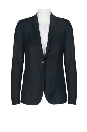 Sophisticated Notched Collar Denim Jacket by T Tahari with Elegant One Button Closure