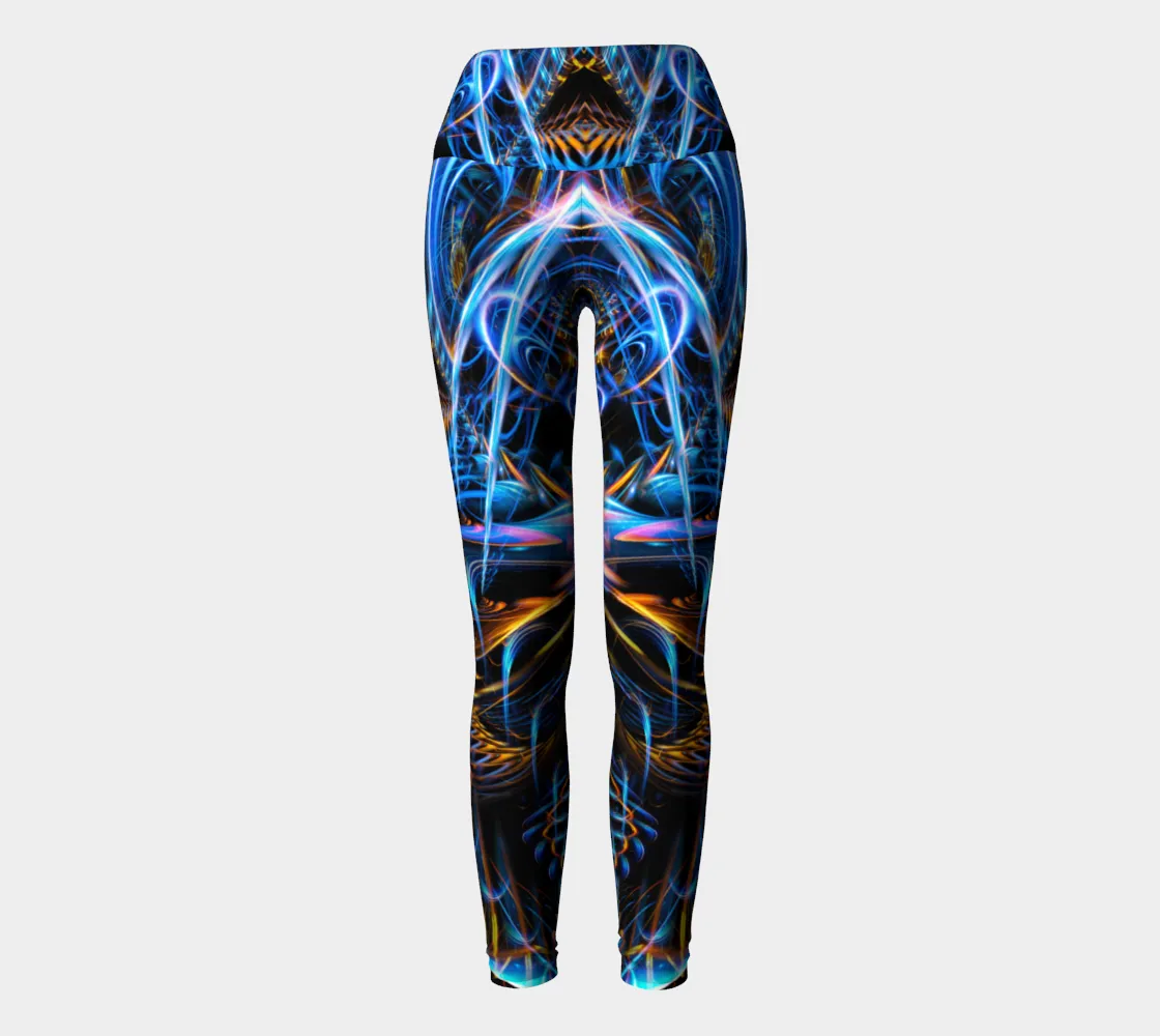 Sound Waves Over Dark High Waist Leggings